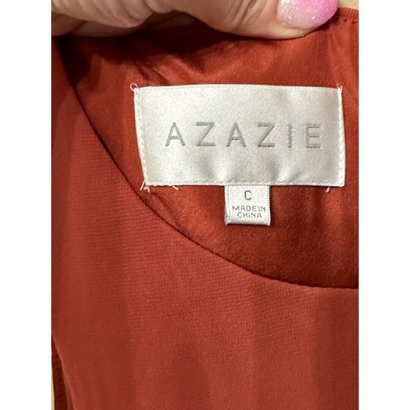 Azazie Rust Color knee length Chiffon Bridesmaid’s Sleeveless dress Custom Size - Picture 4 of 9
